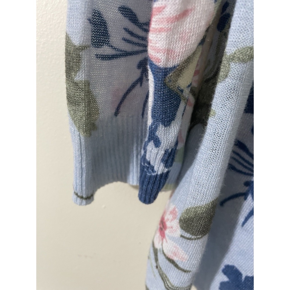 Chicos Large Blue Floral Lightweight Open Cardigan Romantic Feminine Coastal - Picture 3 of 6